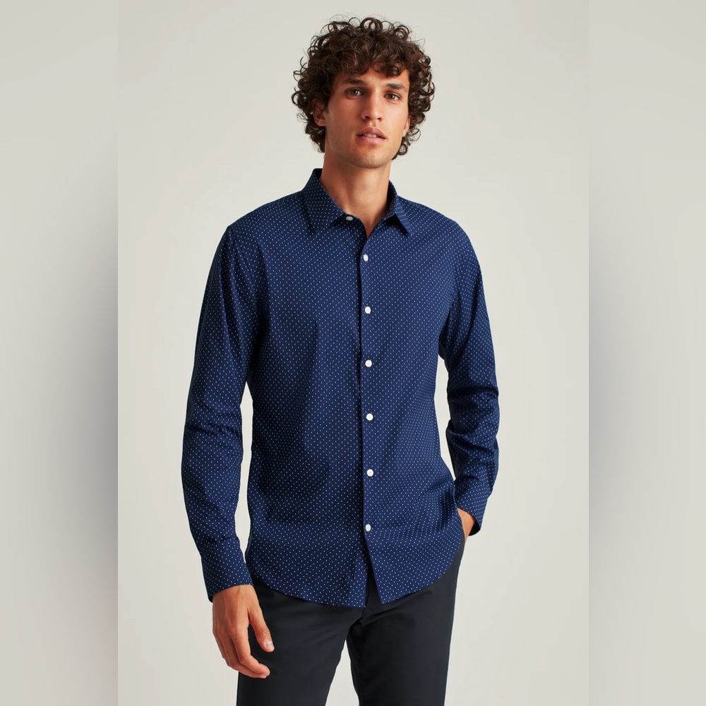 BONOBOS Slim Fit Shirt Blue Polka Dot - size Medium